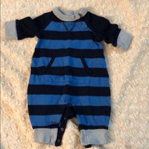 Navy/blue stripe BabyGap one piece, 0-3mos