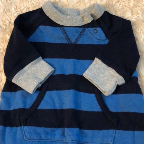 Navy/blue stripe BabyGap one piece, 0-3mos