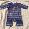 Blue w/ stripes leTop long sleeved one pc, 3mos