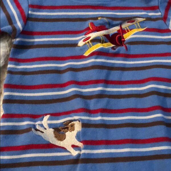 Blue w/ stripes leTop long sleeved one pc, 3mos