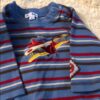 Blue w/ stripes leTop long sleeved one pc, 3mos