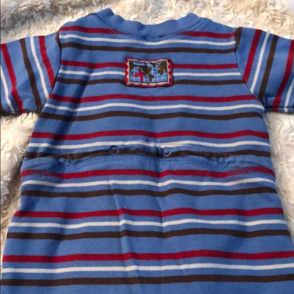 Blue w/ stripes leTop long sleeved one pc, 3mos