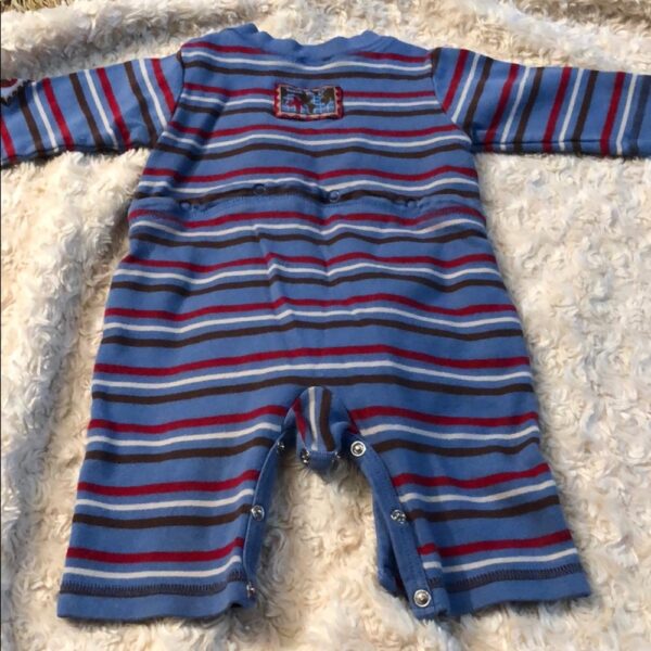 Blue w/ stripes leTop long sleeved one pc, 3mos