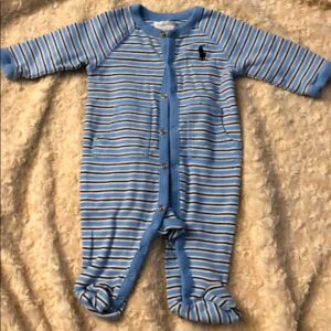 Ralph Lauren, lt blue, footed onesie, 3mos