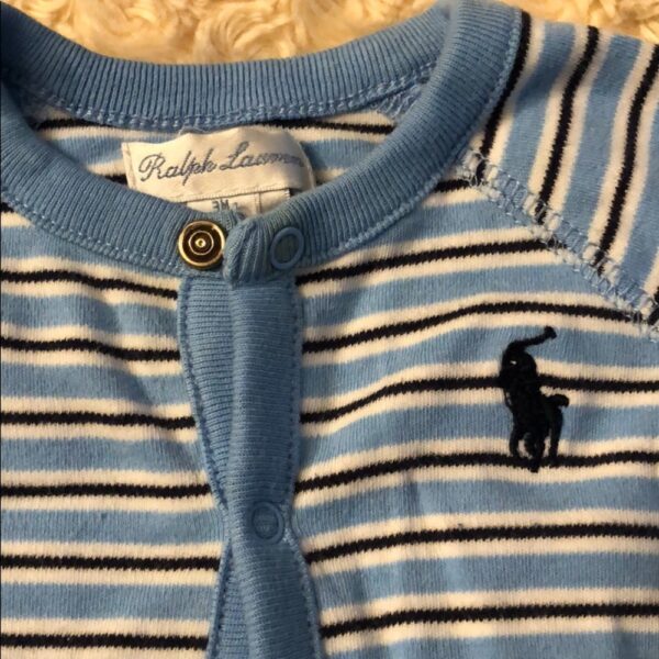 Ralph Lauren, lt blue, footed onesie, 3mos