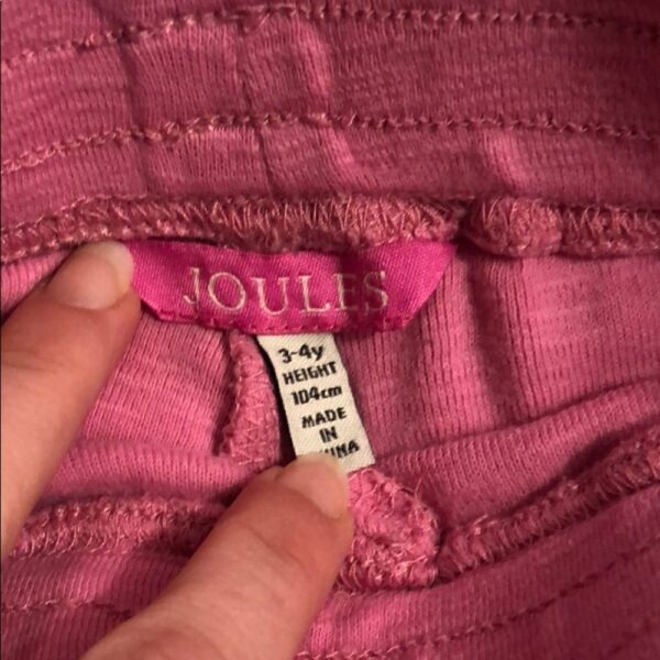 Joules, girl’s cuffed short, pink, 3-4 yr