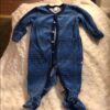 Petit Lem, blue velour footed onesie, 6 mos
