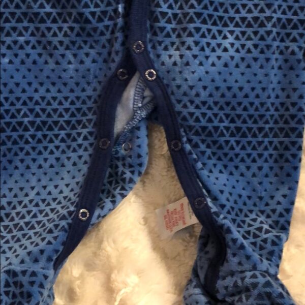 Petit Lem, blue velour footed onesie, 6 mos