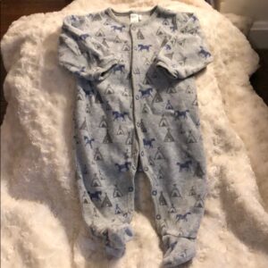 Petit Lem, footed grey horse onesie, 6 mos