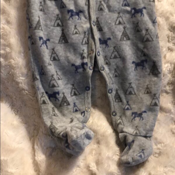 Petit Lem, footed grey horse onesie, 6 mos