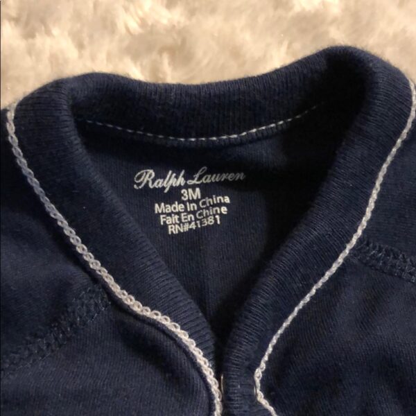 Like new, Ralph Lauren navy footed onesie, 3 mos