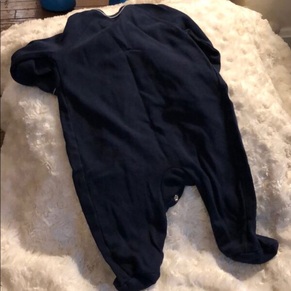 Like new, Ralph Lauren navy footed onesie, 3 mos