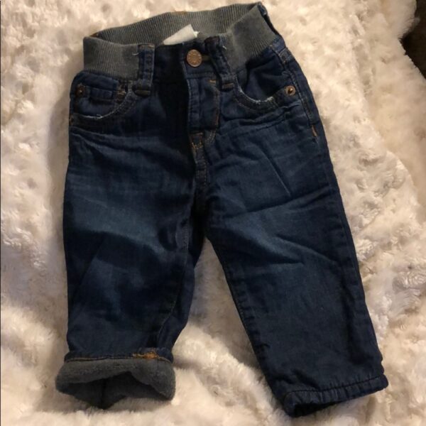 Pr of Baby Gap fleece lined jeans, 3-6mos