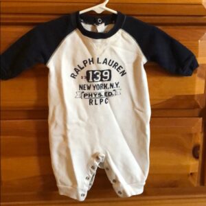 Like new, Ralph Lauren sweatshirt onesie, 3 mos