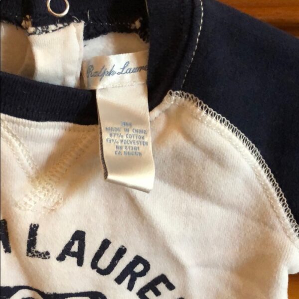 Like new, Ralph Lauren sweatshirt onesie, 3 mos