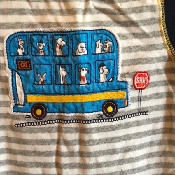 LeTop onesie with animal bus, 3 mos