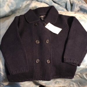 NWT, Baby Gap, navy collared cardigan, 6-12 mos