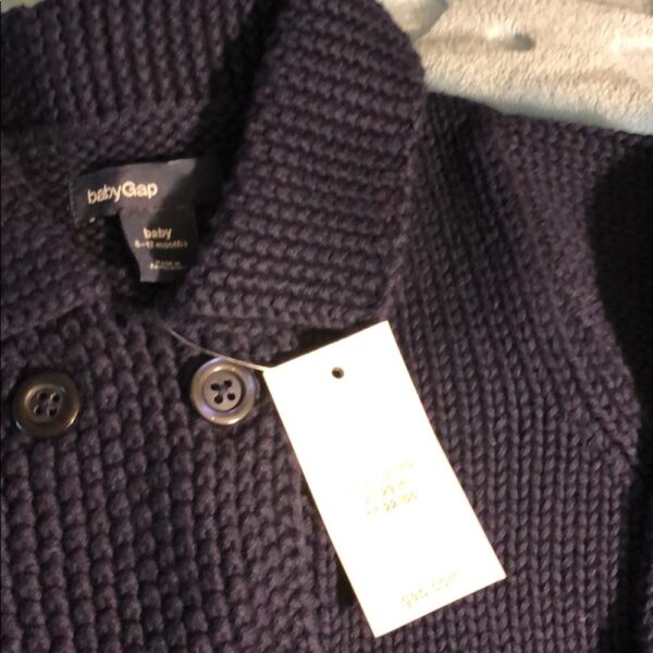 NWT, Baby Gap, navy collared cardigan, 6-12 mos