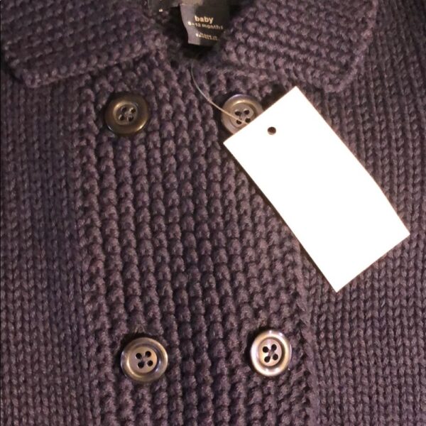 NWT, Baby Gap, navy collared cardigan, 6-12 mos