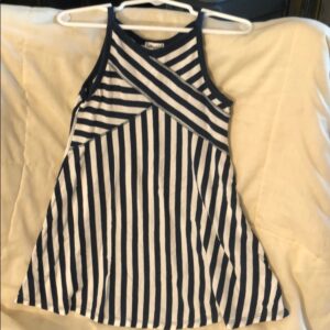 Girl’s navy and white striped tank dress, size 4t
