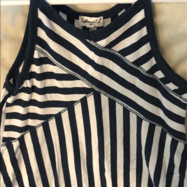 Girl’s navy and white striped tank dress, size 4t