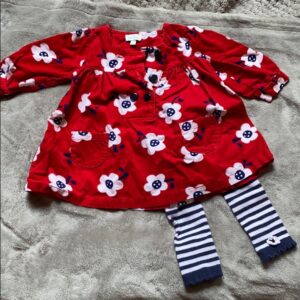 Le top corduroy dress with knit leggings, 3 mos