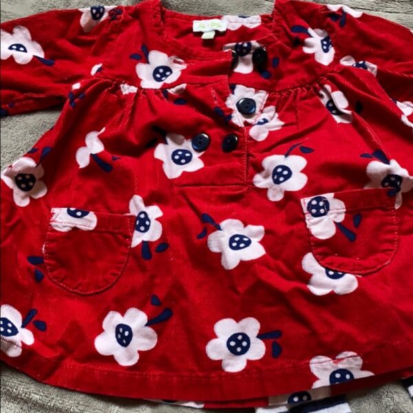 Le top corduroy dress with knit leggings, 3 mos
