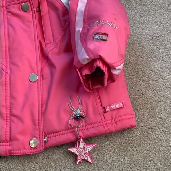 Girls’ pink Spyder ski coat, removable hood, sz 2