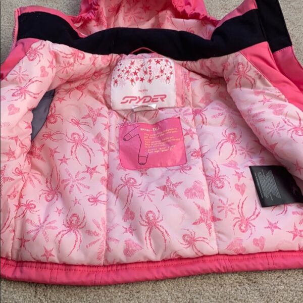 Girls’ pink Spyder ski coat, removable hood, sz 2