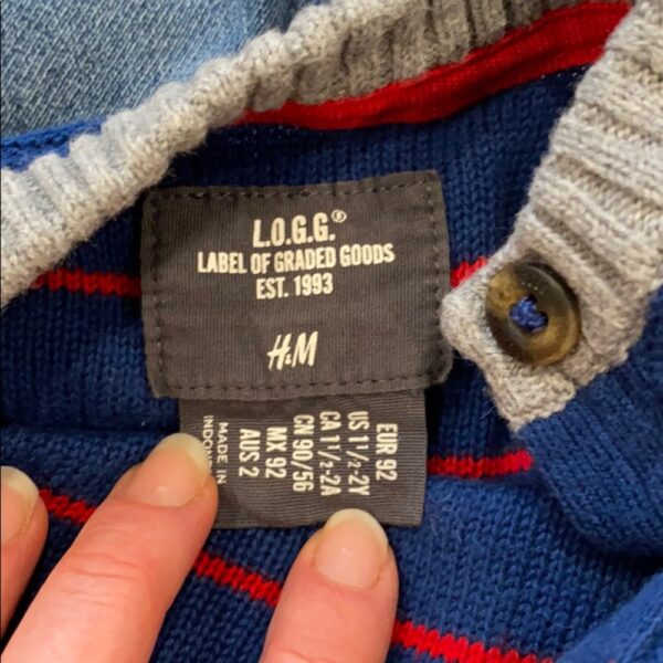 H & M, boy’s sweater (1 1/2-2yr) and jeans (2-3yr)