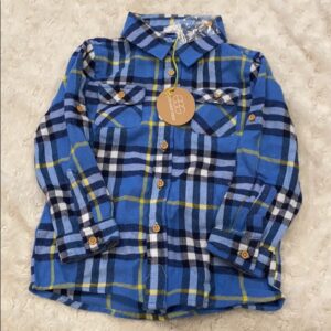 NWT, blue boy’s flannel by EGG Baby, size 2