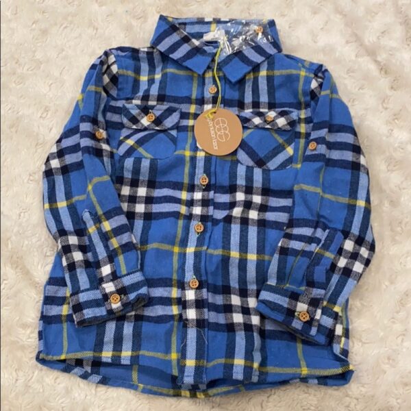 NWT, blue boy’s flannel by EGG Baby, size 2
