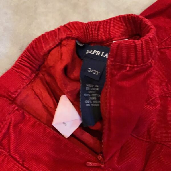 Ralph Lauren red corduroy skirt with zipper, 3t