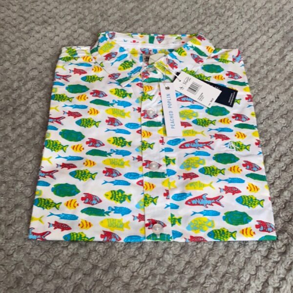 NWT Penguin boys print button down, sz 10/12