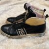 Pr of Young Versace black and gold hi tops, no laces, sz 12