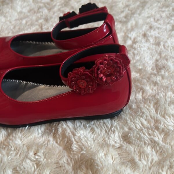 Pr of red girl’s patent leather dress shoes, Rachel Shoes, sz 12