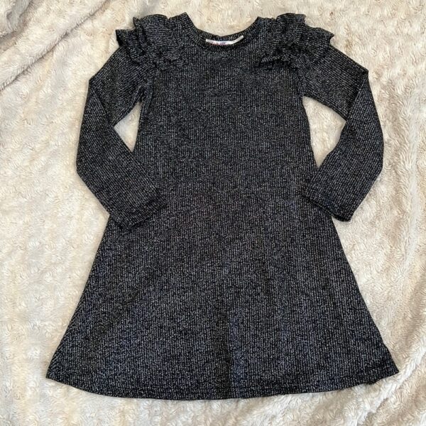Girl’s black dress with silver glitter by Deux Par Deux, sz 5