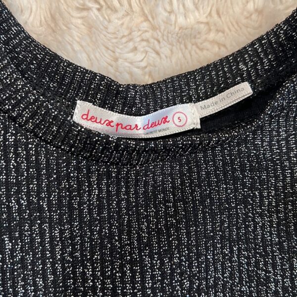 Girl’s black dress with silver glitter by Deux Par Deux, sz 5