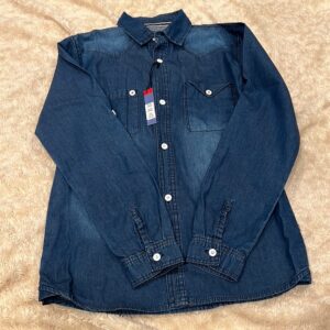 Soft denim boy’s long sleeve denim shirt, Tooby Doo, size 10