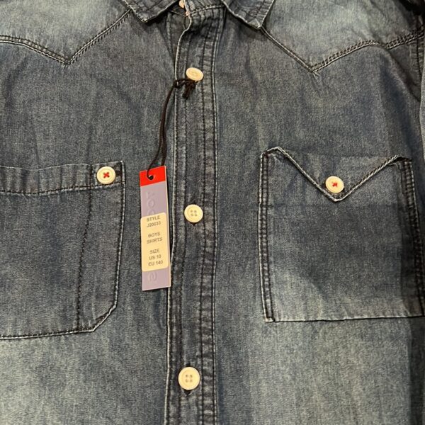 Soft denim boy’s long sleeve denim shirt, Tooby Doo, size 10
