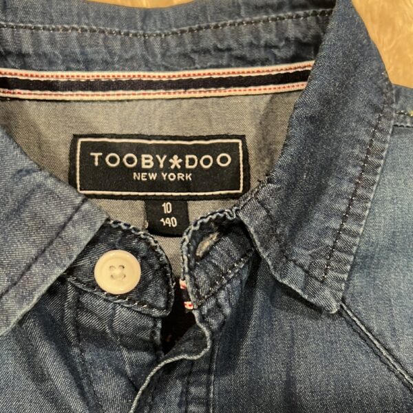 Soft denim boy’s long sleeve denim shirt, Tooby Doo, size 10