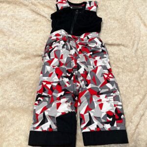 Pr of Spyder snowbibs, red, white, and black, sz 3
