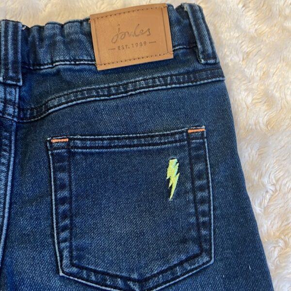 Pr of boy’s distressed dark denim stretch jeans by Joules, sz 6