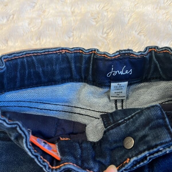 Pr of boy’s distressed dark denim stretch jeans by Joules, sz 6