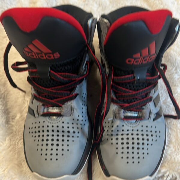 Lightly worn pair of boy’s grey Adidas hi tops, sz 12 1/2, ca 2017