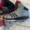 Lightly worn pair of boy’s grey Adidas hi tops, sz 12 1/2, ca 2017