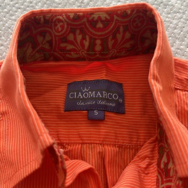Boy’s orange pinstripe button-up long sleeved dress shirt, CiaoMarco, sz 5