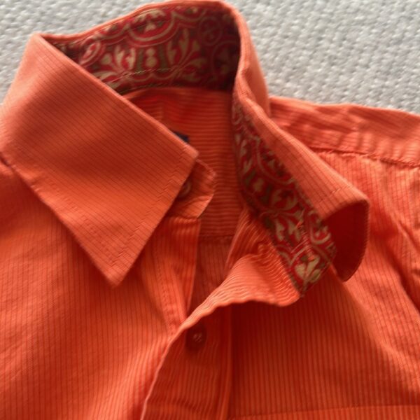 Boy’s orange pinstripe button-up long sleeved dress shirt, CiaoMarco, sz 5