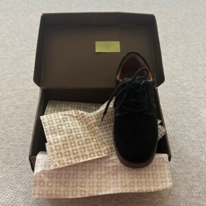 NWOT, pair of boy’s lace up black suede dress shoes by Florsheim, sz 11