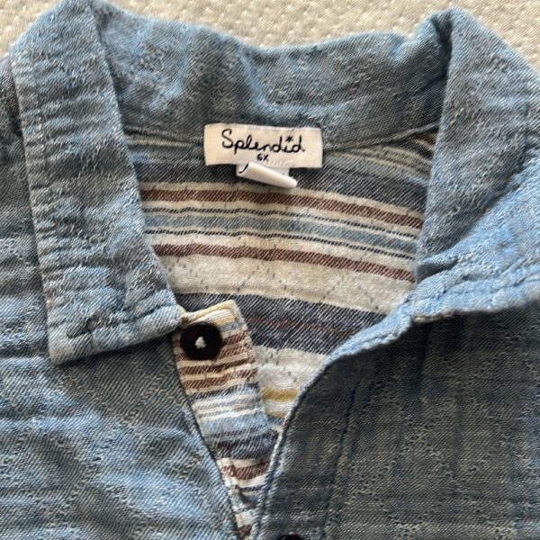 Super soft, linen style, slim fit button up shirt by Splendid, sz 6x